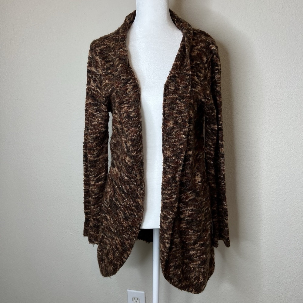 Women's St Johns Bay Open Front Cardigan‎ Knit Sweater Red Brown Boho Grunge Med